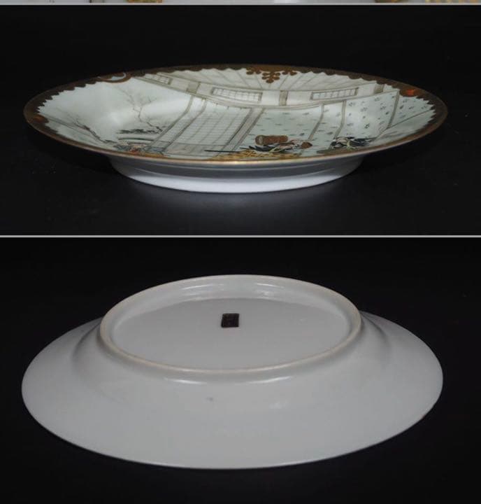 送料無料大正時代百田造幻の横浜焼忠臣蔵図皿 径18ｃｍ★大珍品★ 本物保証④