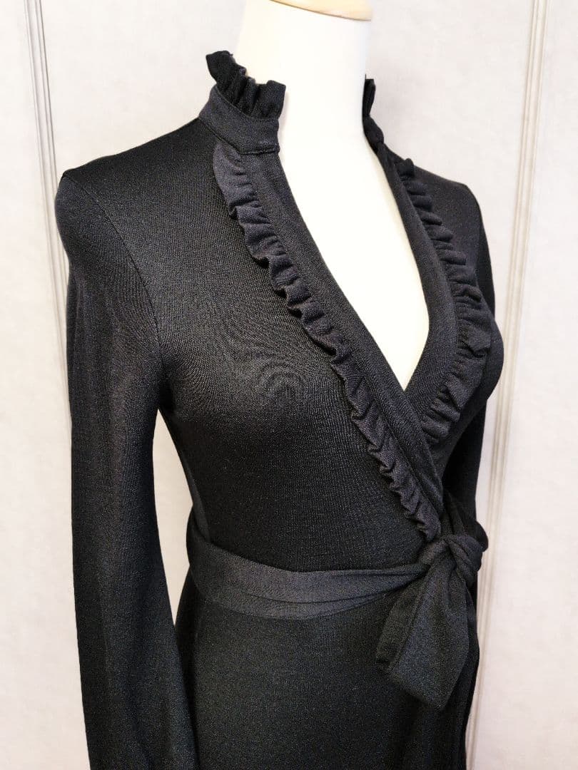 【DIANE von FURSTENBERG】ブラック ウール ラップドレス☆