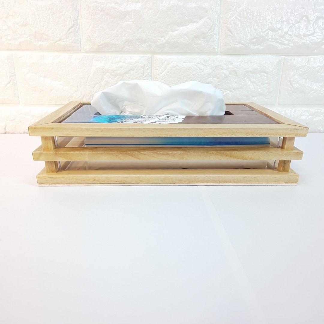 【1203】オーシャンアート　ティッシュケース　インテリア雑貨　レジンアート