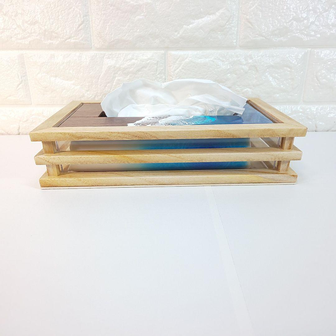 【1203】オーシャンアート　ティッシュケース　インテリア雑貨　レジンアート