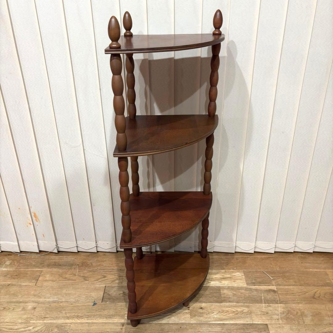 ナジコ Najico コーナーシェルフ 4段 木製 天然木 アンティーク ラック