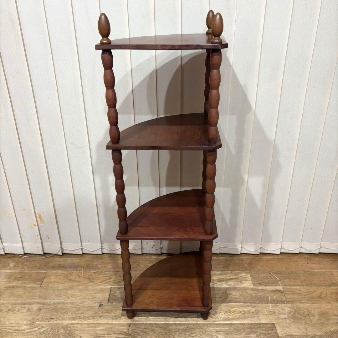 ナジコ Najico コーナーシェルフ 4段 木製 天然木 アンティーク ラック