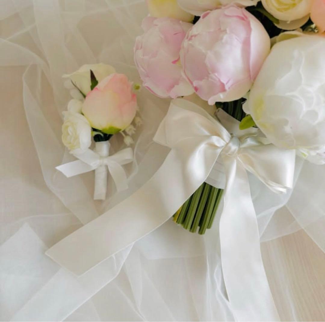 ピオニーブーケ 芍薬 結婚式 花嫁ブーケ ※ブートニア付き