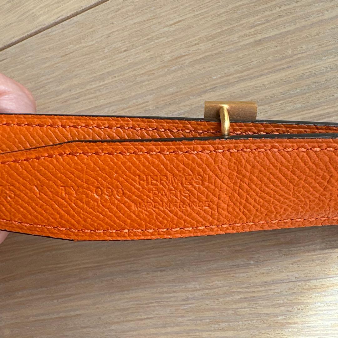 トヨ様　Hロゴバックル ベルト ノワール/オレンジ