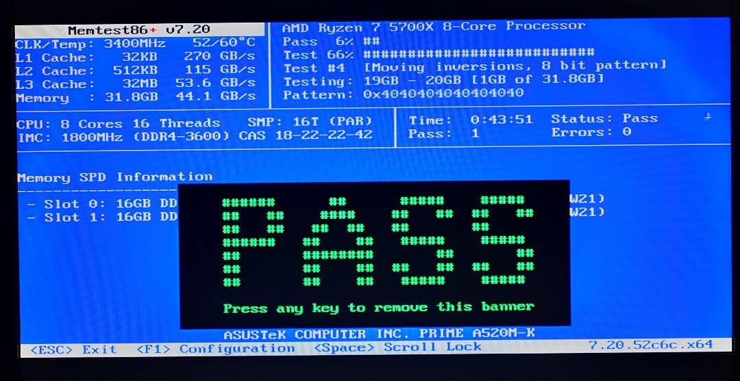 Patriot Viper DDR4 3600 16×2 32GB 動作確認済