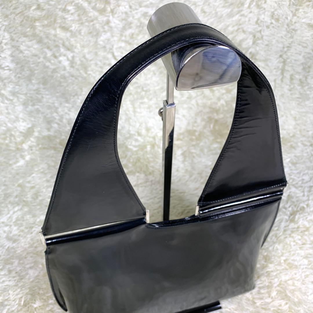 稀少 グッチ トムフォード期 90's エナメル ワンショルダーバッグ ブラック