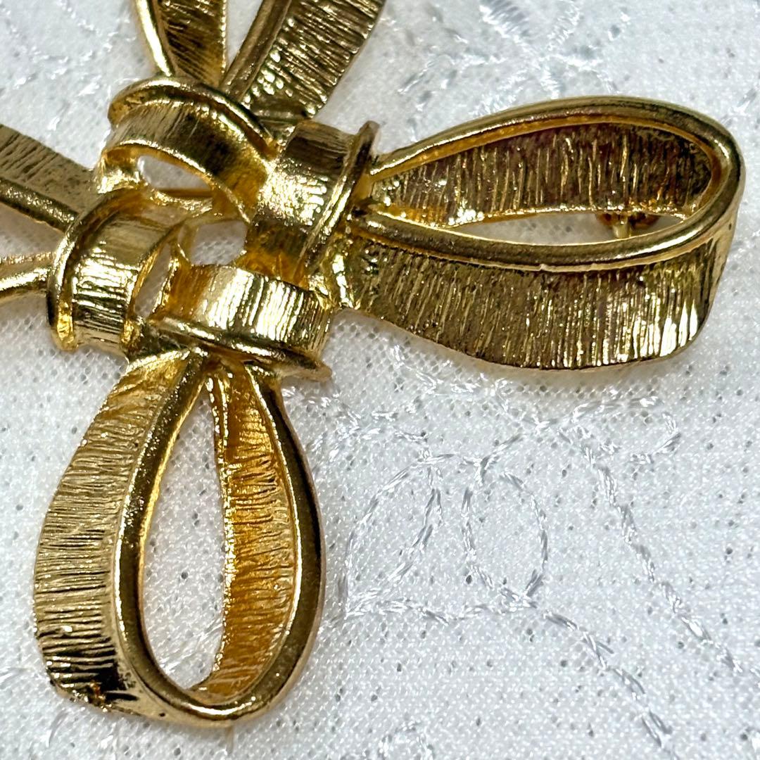 極美品 VINTAGE TRIFARI トリファリ 大ぶり ブローチ リボン