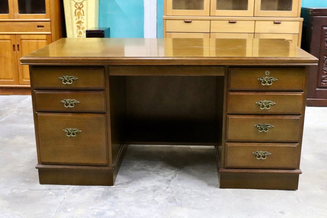 GMIK451○karimoku / カリモク コロニアル 両袖机 書斎机 学習