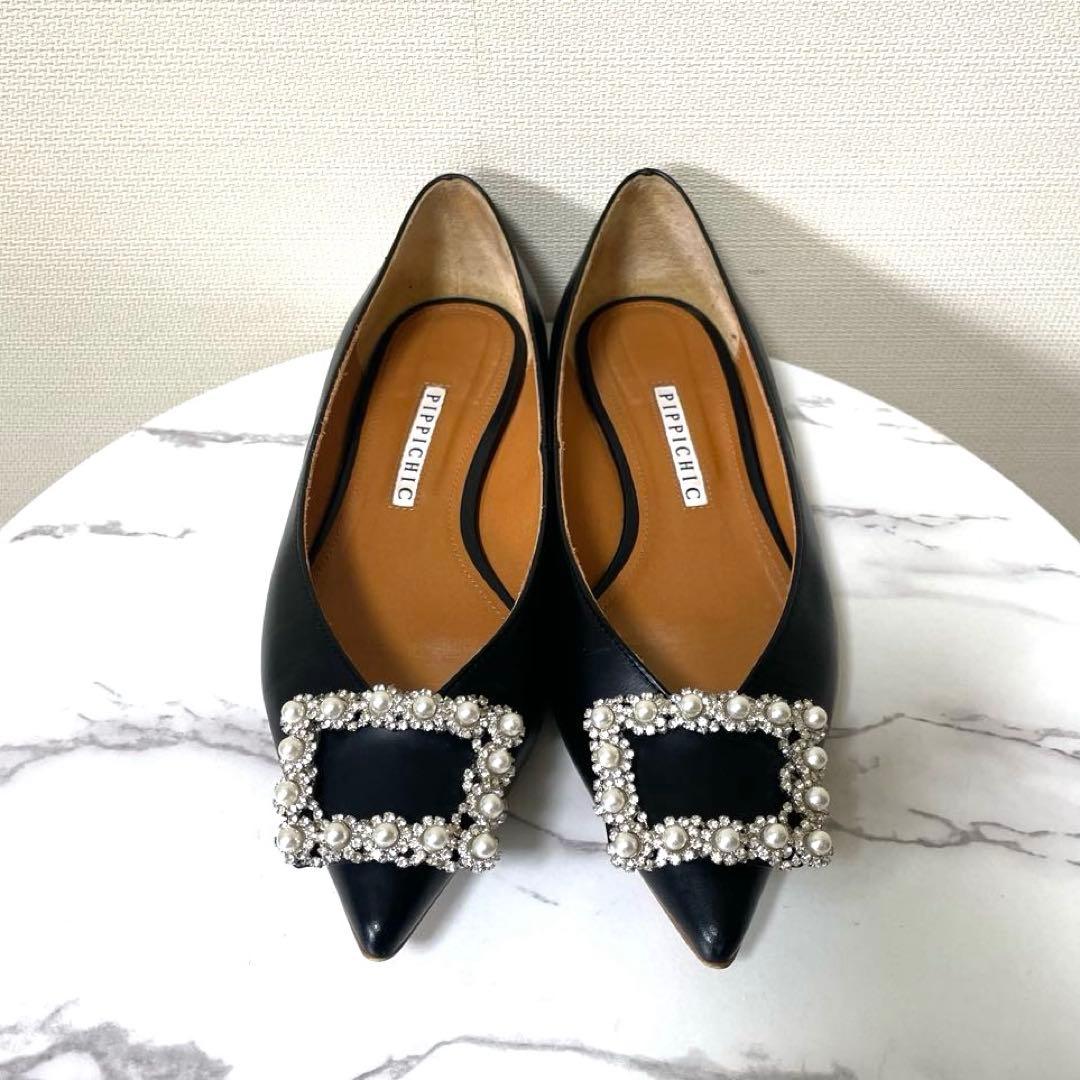 PIPPICHIC 37.5 ANNA V JEWERLYフラットシューズ　黒