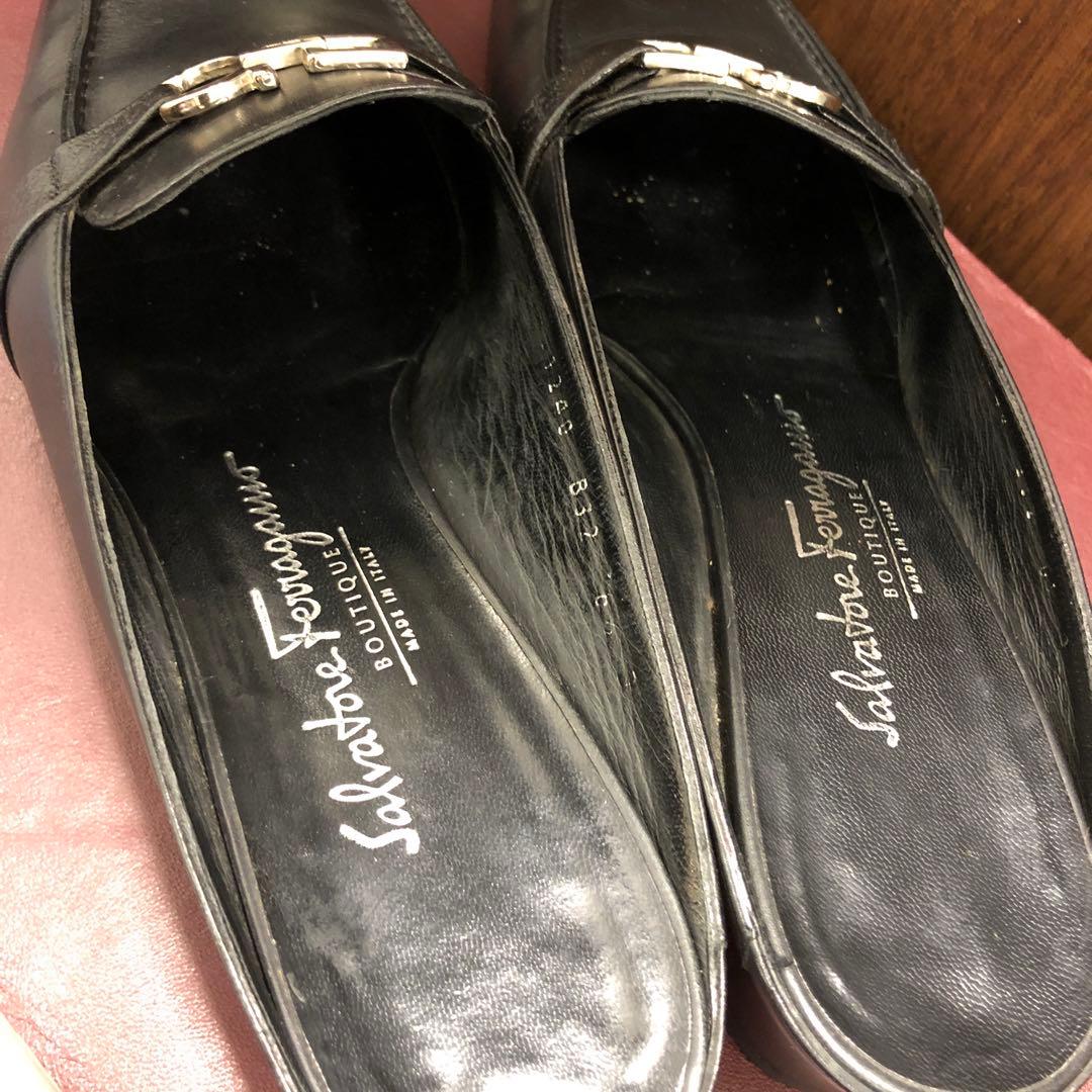 サンダル　ミュール　サルヴァトーレフェラガモ　24cm　レザー黒