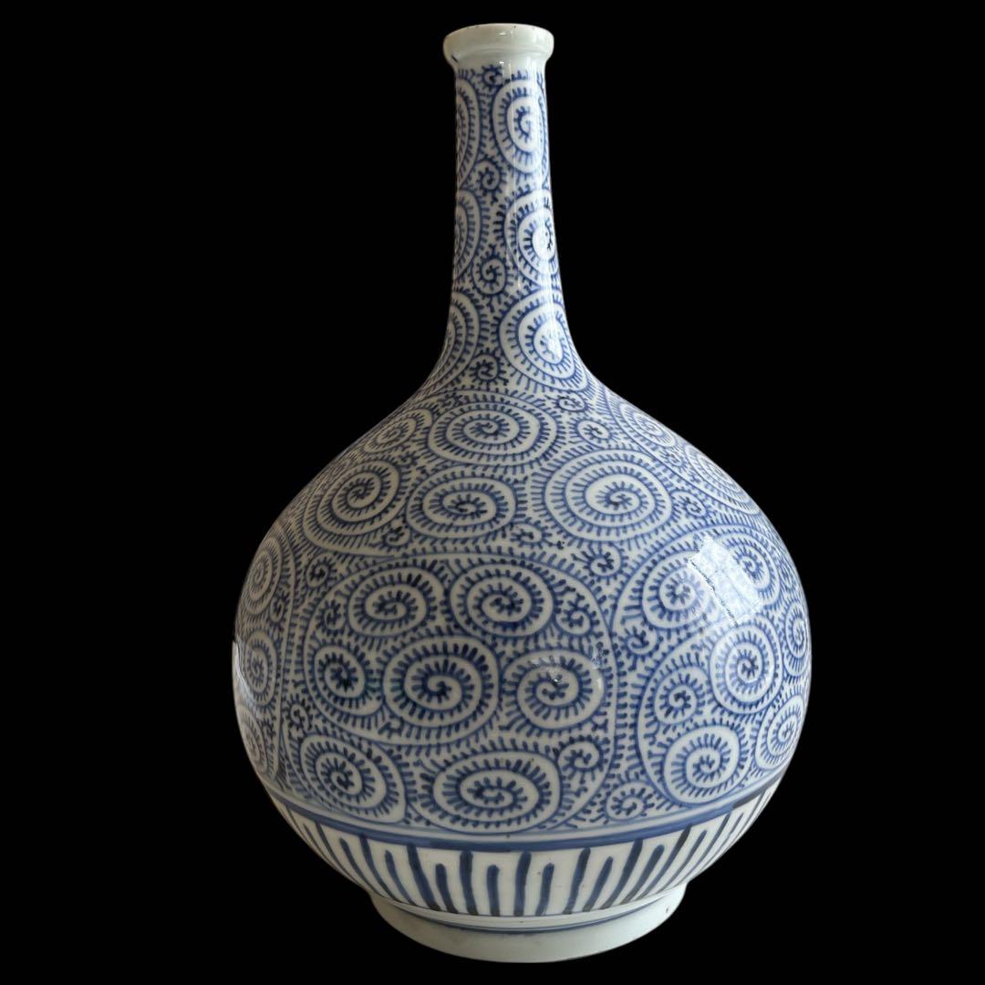 古伊万里 大徳利 花瓶 蛸唐草 染付け 骨董品 アンティーク 陶器 大きいサイズ