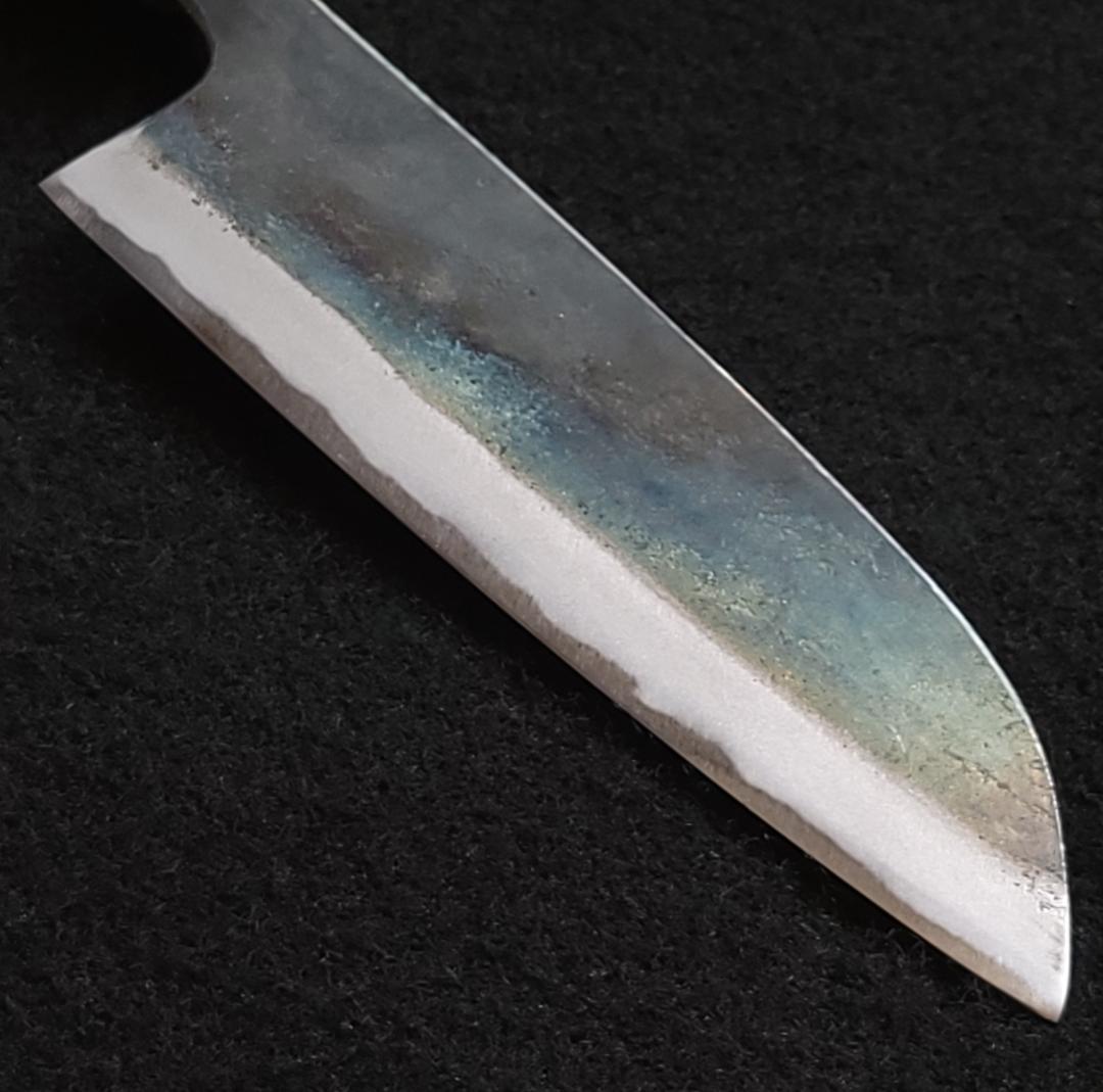 青紙1号 黒打 三徳包丁 165㎜ G1226 焼柄 月光作