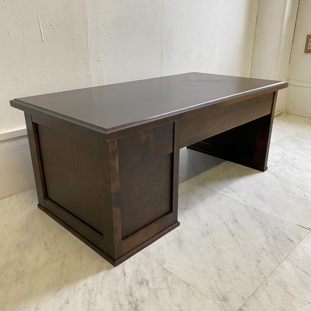 北海道民芸家具 文机 木製 ダークブラウン 3引き出し