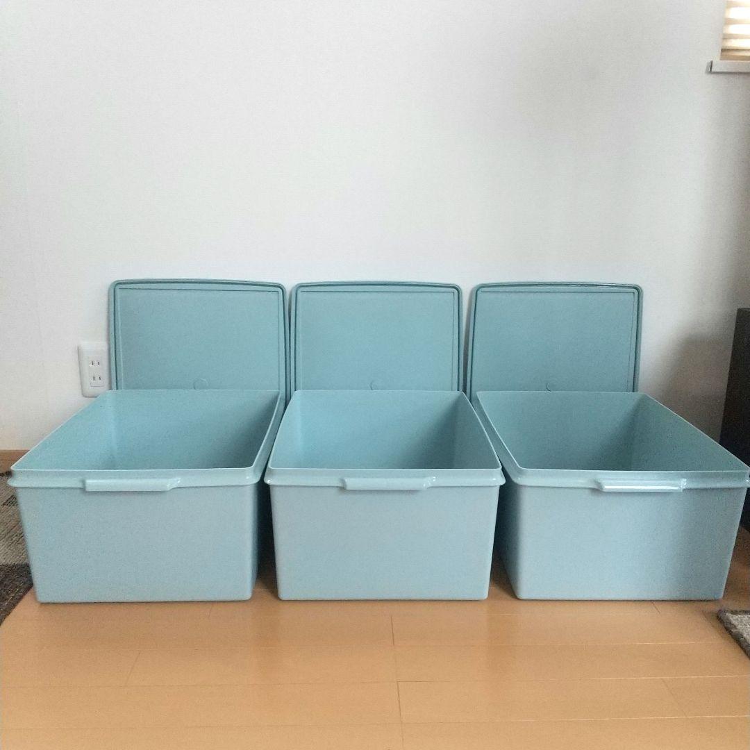 【希少カラー/美品】タッパーウェア 収納 ディープスーパーケース 深型 水色3個
