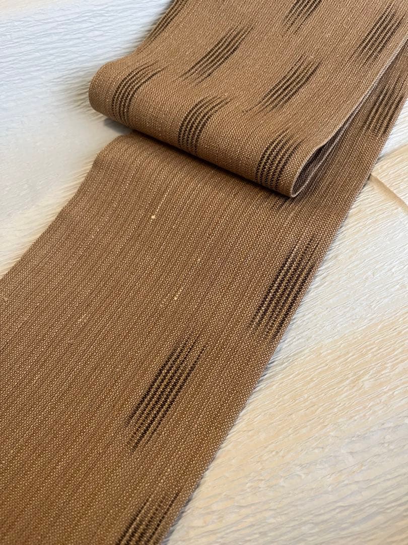 九寸名古屋帯　紬地　縦縞　超美品