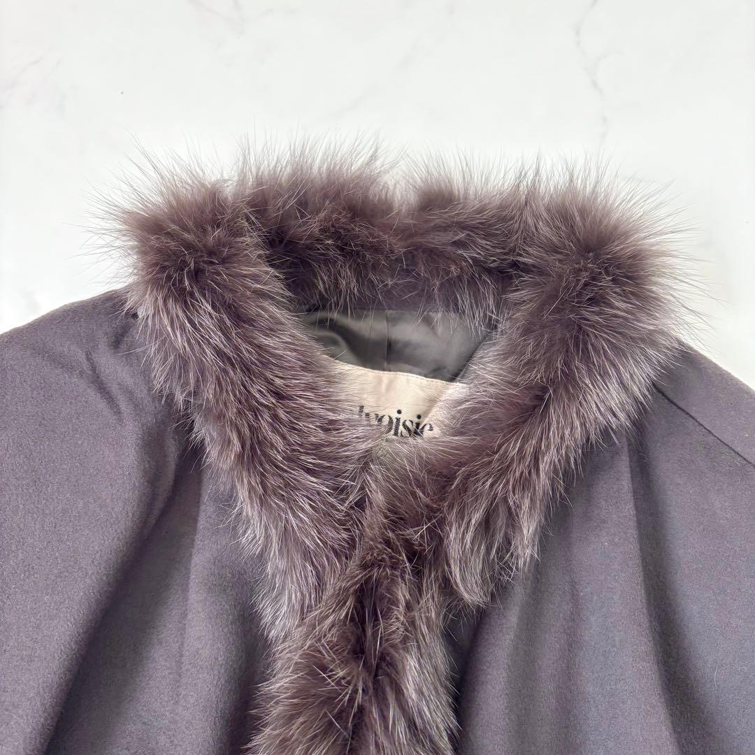 【未使用タグ付き カシミヤ混】ロロピアーナ生地使用 カシミヤ混 ポンチョ フード