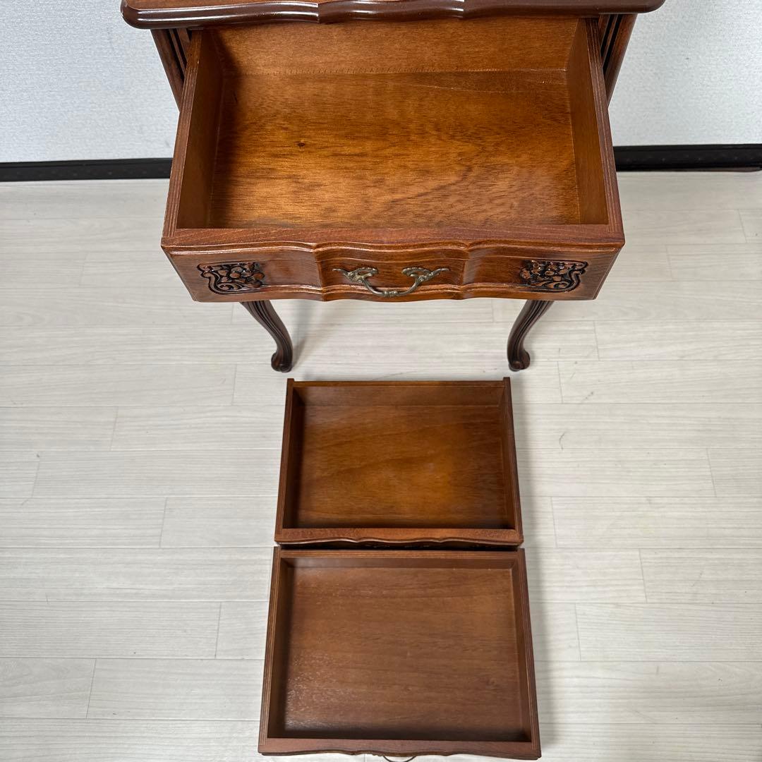 イタリア製 クラウディオ アンティーク調 3段チェスト 猫脚 電話台 i4※