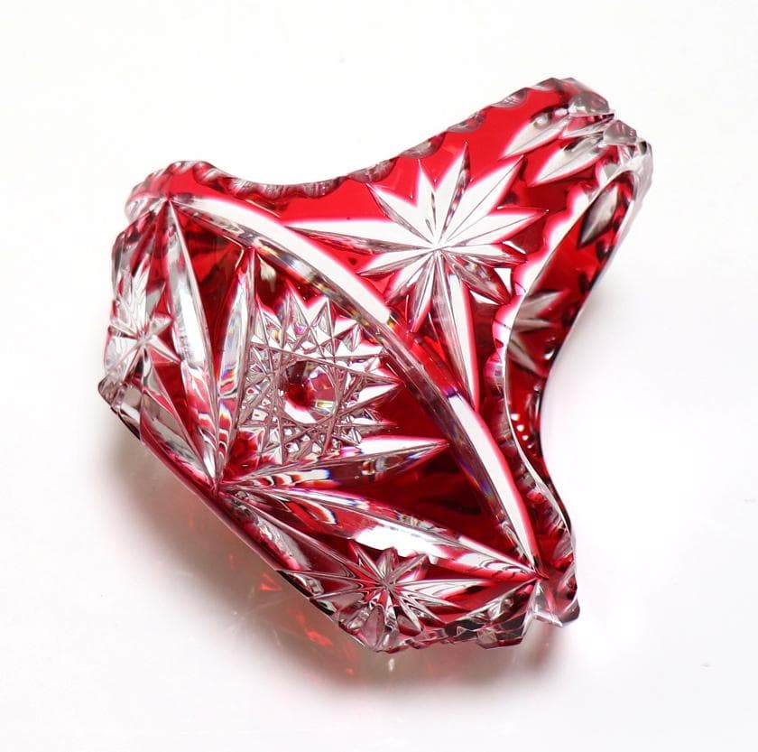 オールド・バカラ ディアマン・ピエーリー 赤色被せ装飾 バスケット アンティーク