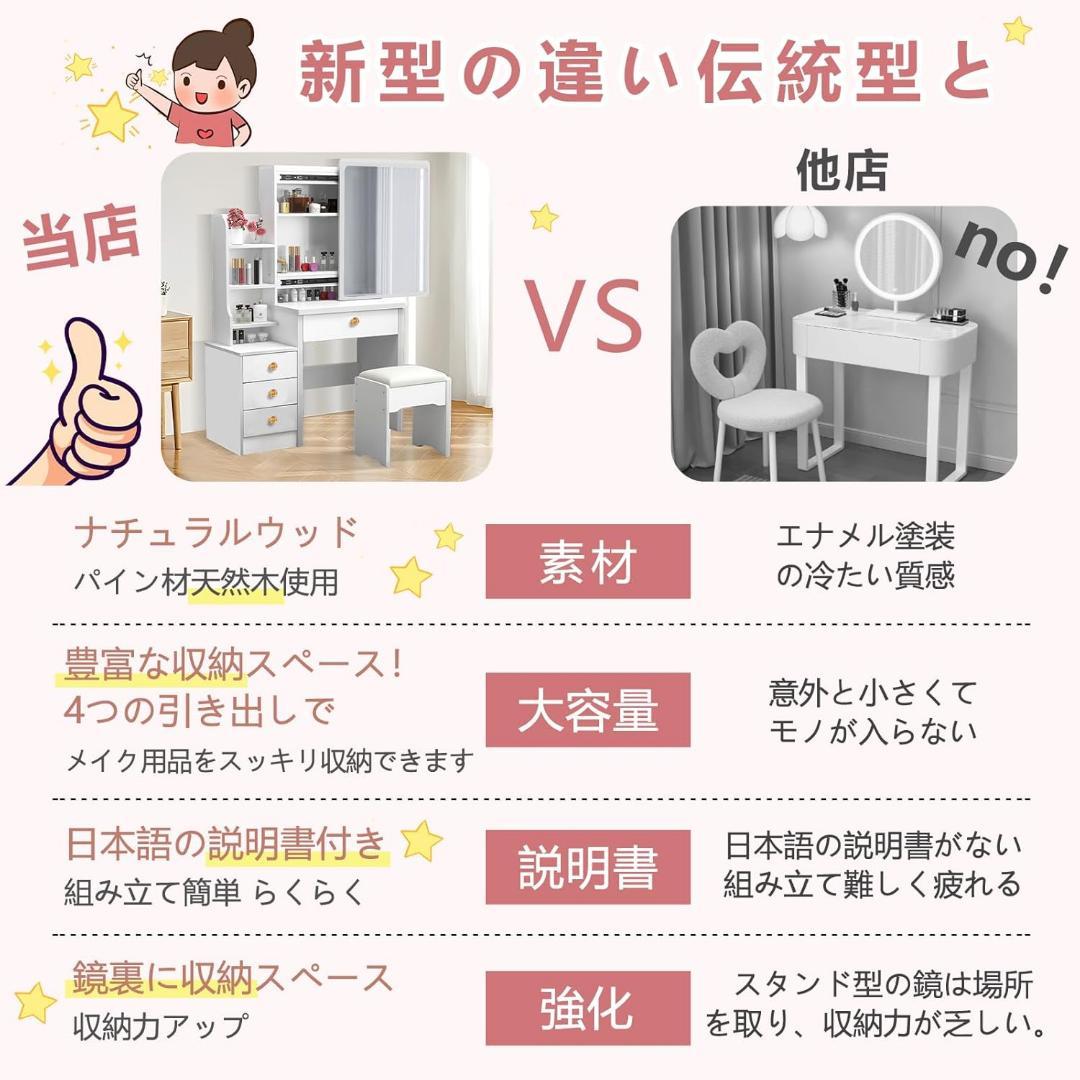 専用❣️ドレッサー 3段 引き出し 収納 コンパクト 化粧台 スライドミラー