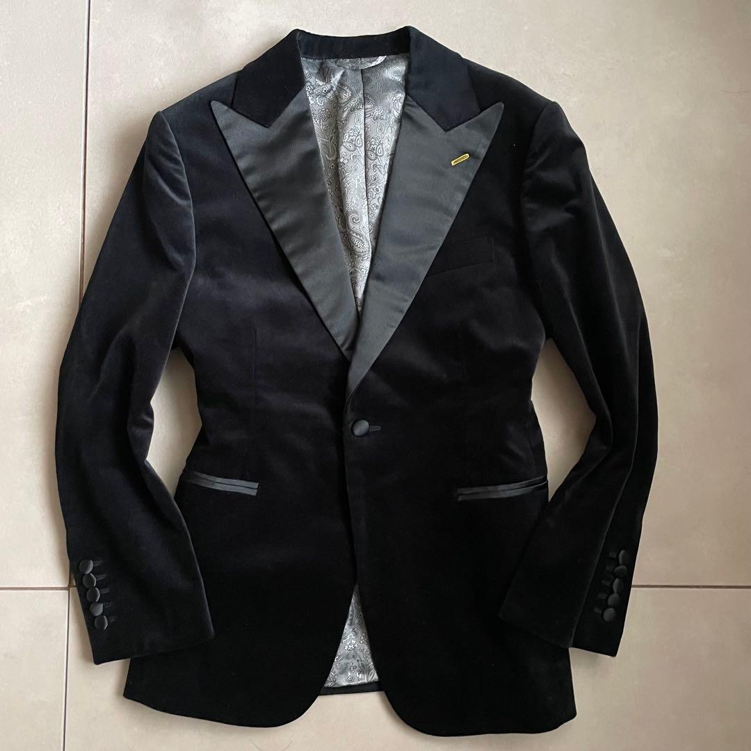 Quartet UMEDA オーダージャケット ベロア 裏地ペイズリー ブラック