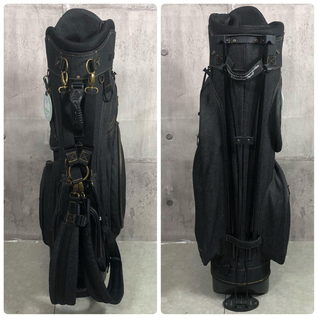 19golf　キャディバッグ　メンズゴルフ　デニム生地　スタンド式　4点固定