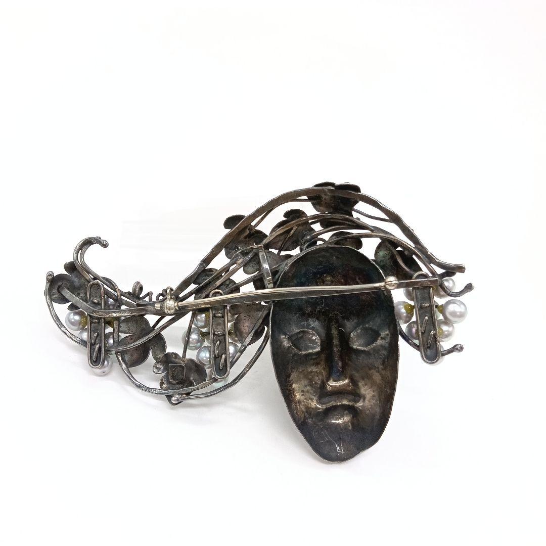 紘 シルバー パール ブローチ 三003