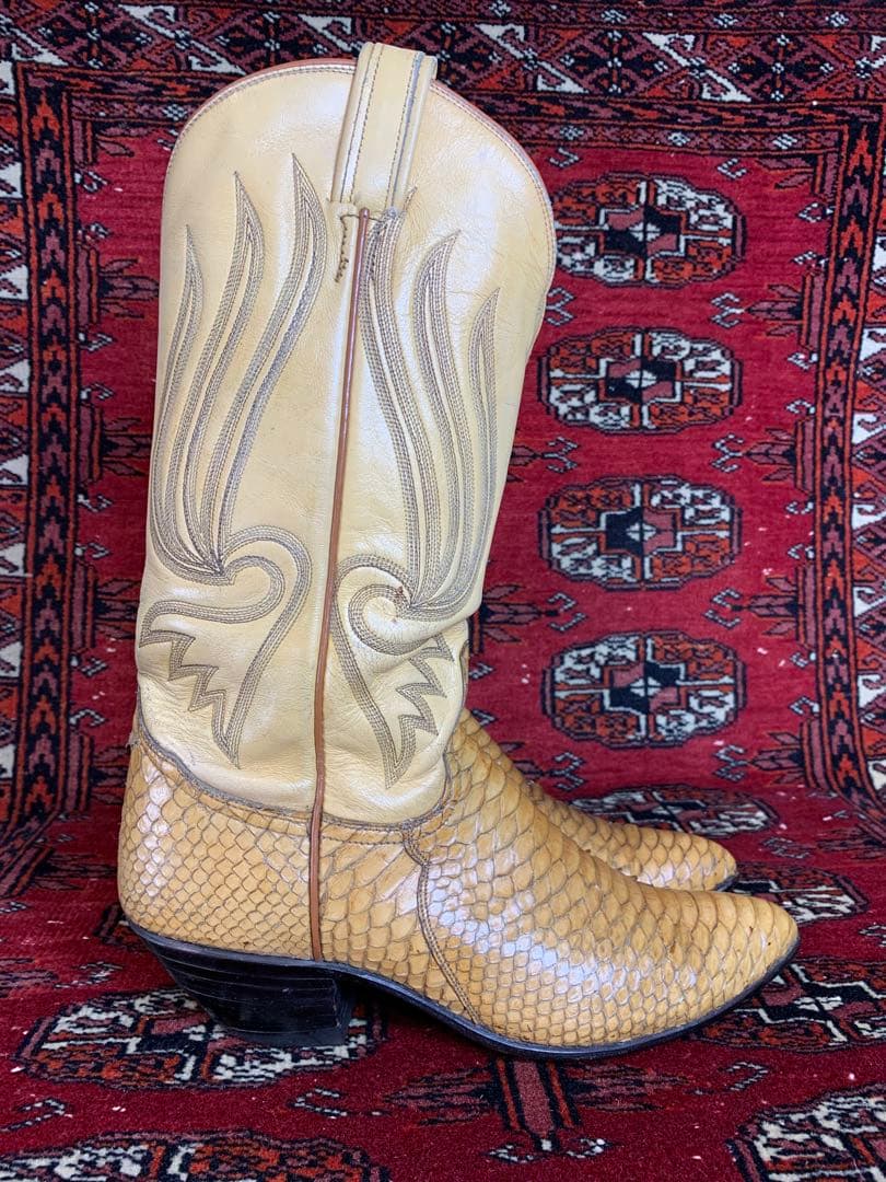 早い者勝ち❗️トニーラマ 白ヘビ ウエスタンブーツ 蛇革 パイソン