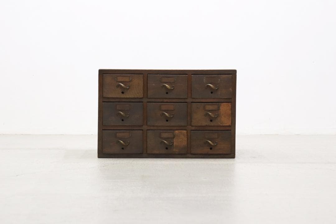 レトロ 9杯 小引き出し 収納 抽斗 書類 小物入れ ヴィンテージ