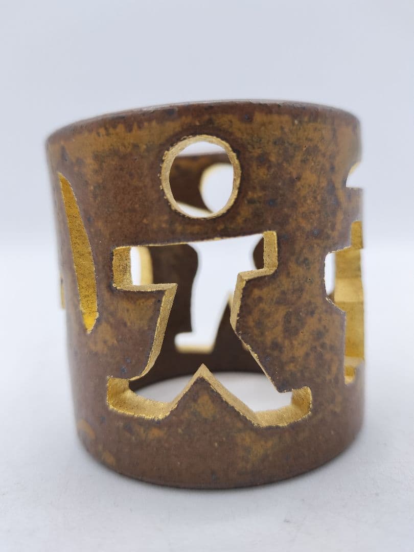 c804【新品・未使用】蓋置 透古代紋 丹羽好一 茶道具 木箱 茶道具