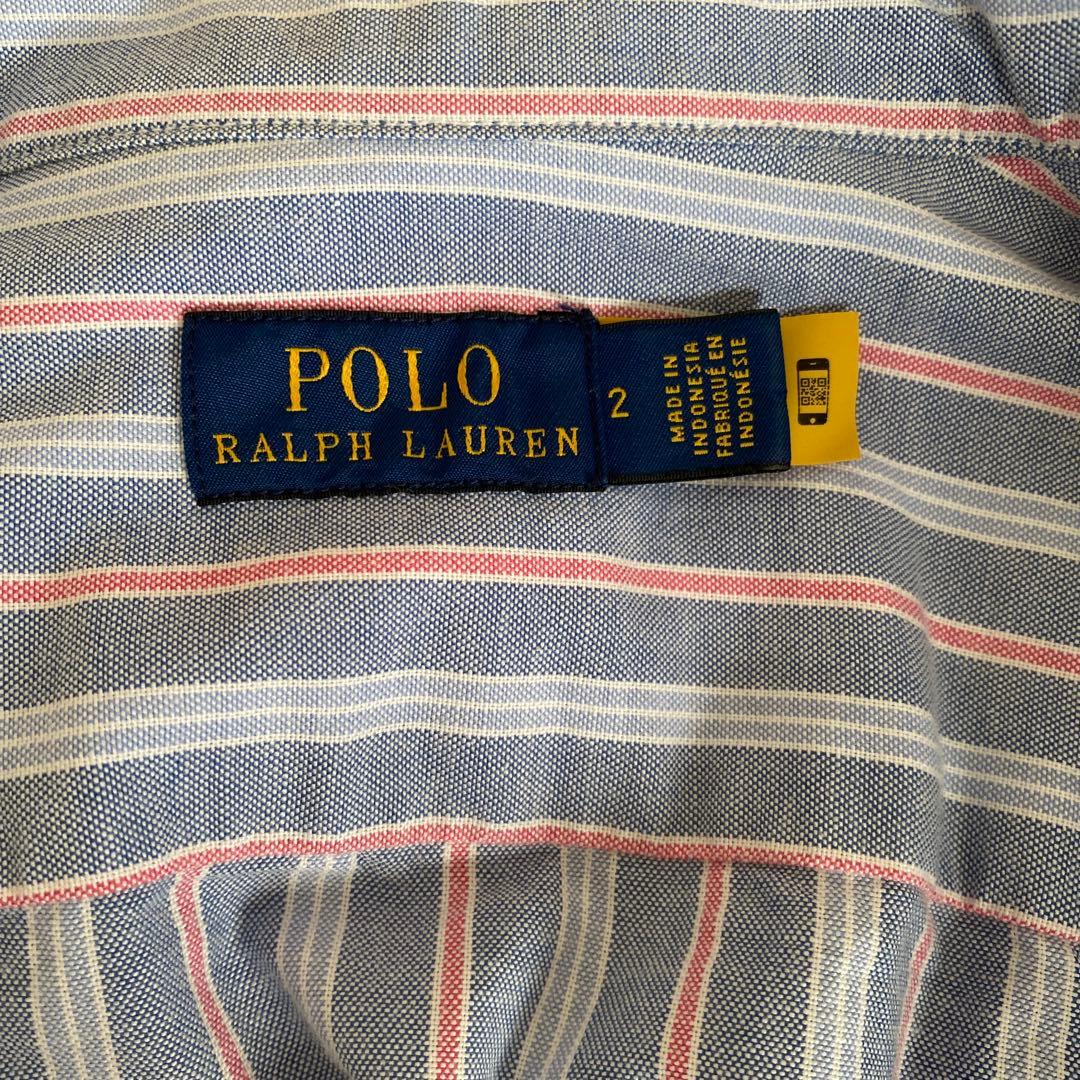 美品　ポロラルフローレン ボウタイ シャツ ストライプ ポニー刺繍