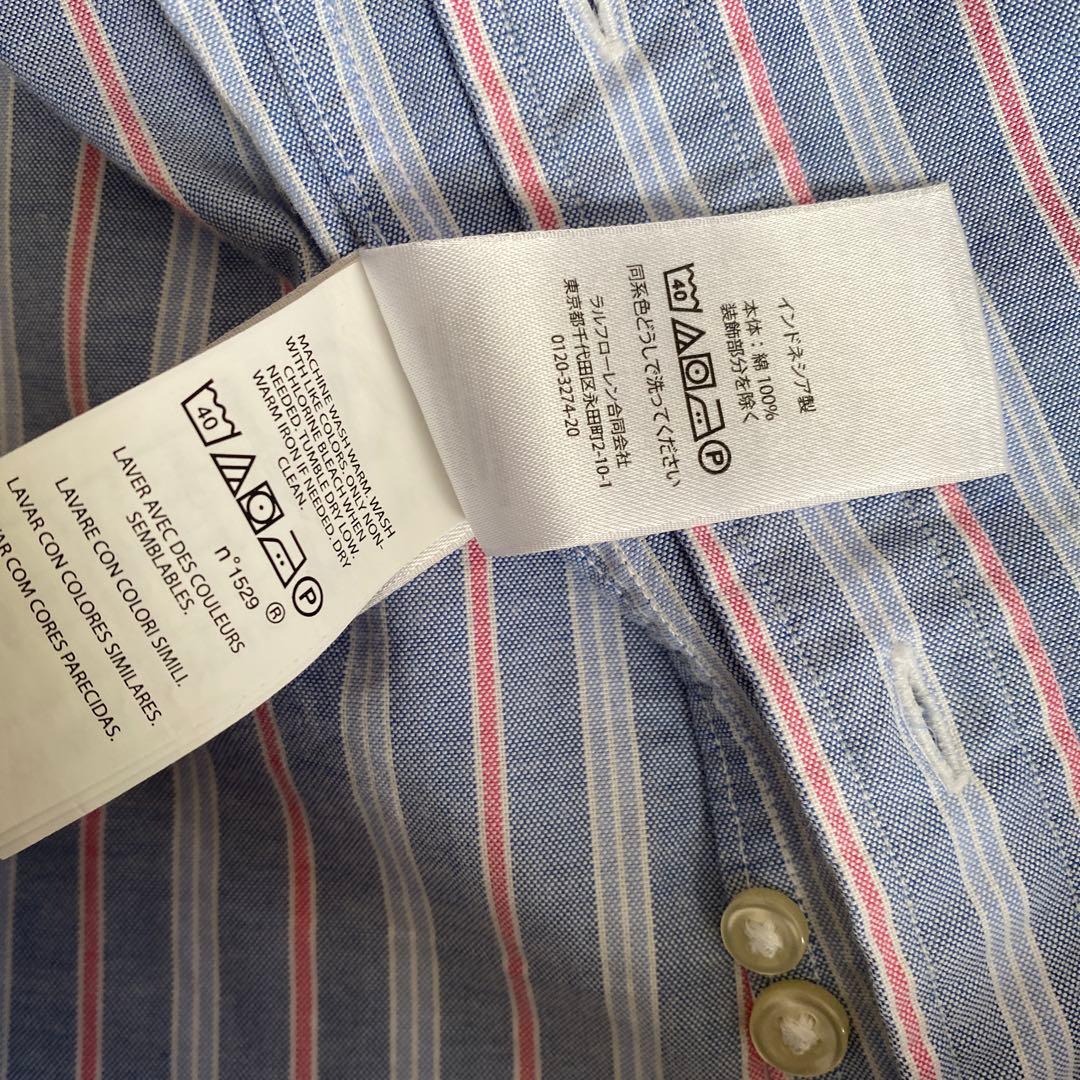 美品　ポロラルフローレン ボウタイ シャツ ストライプ ポニー刺繍