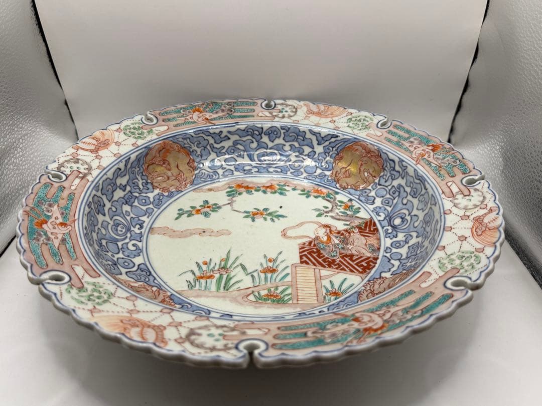 江戸　伊万里　錦絵　花口大鉢　アンティーク　送料込み260120