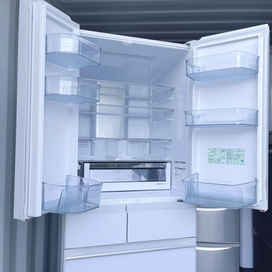 取付無料！日立まるごとチルド・自動製氷搭載！おしゃれホワイト6ドア冷蔵庫！洗濯機