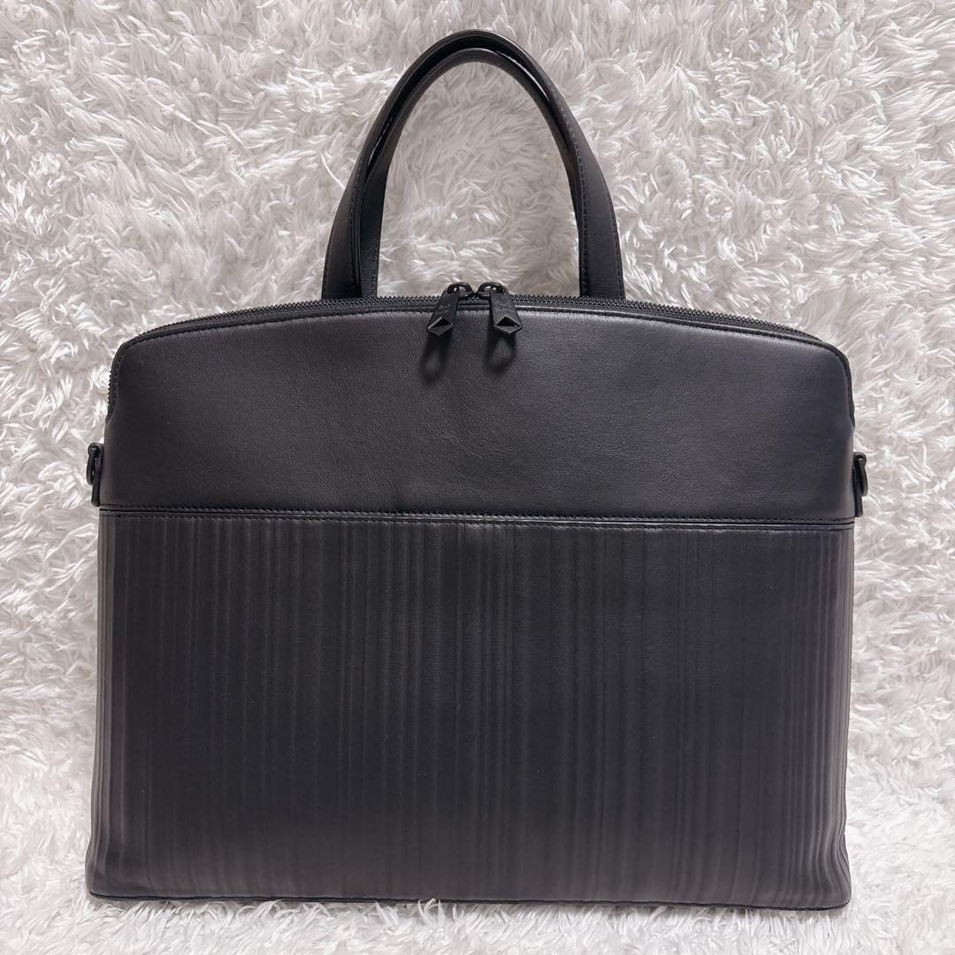 ポールスミス シャドーストライプ レザー 2WAY ブリーフケース ブラック