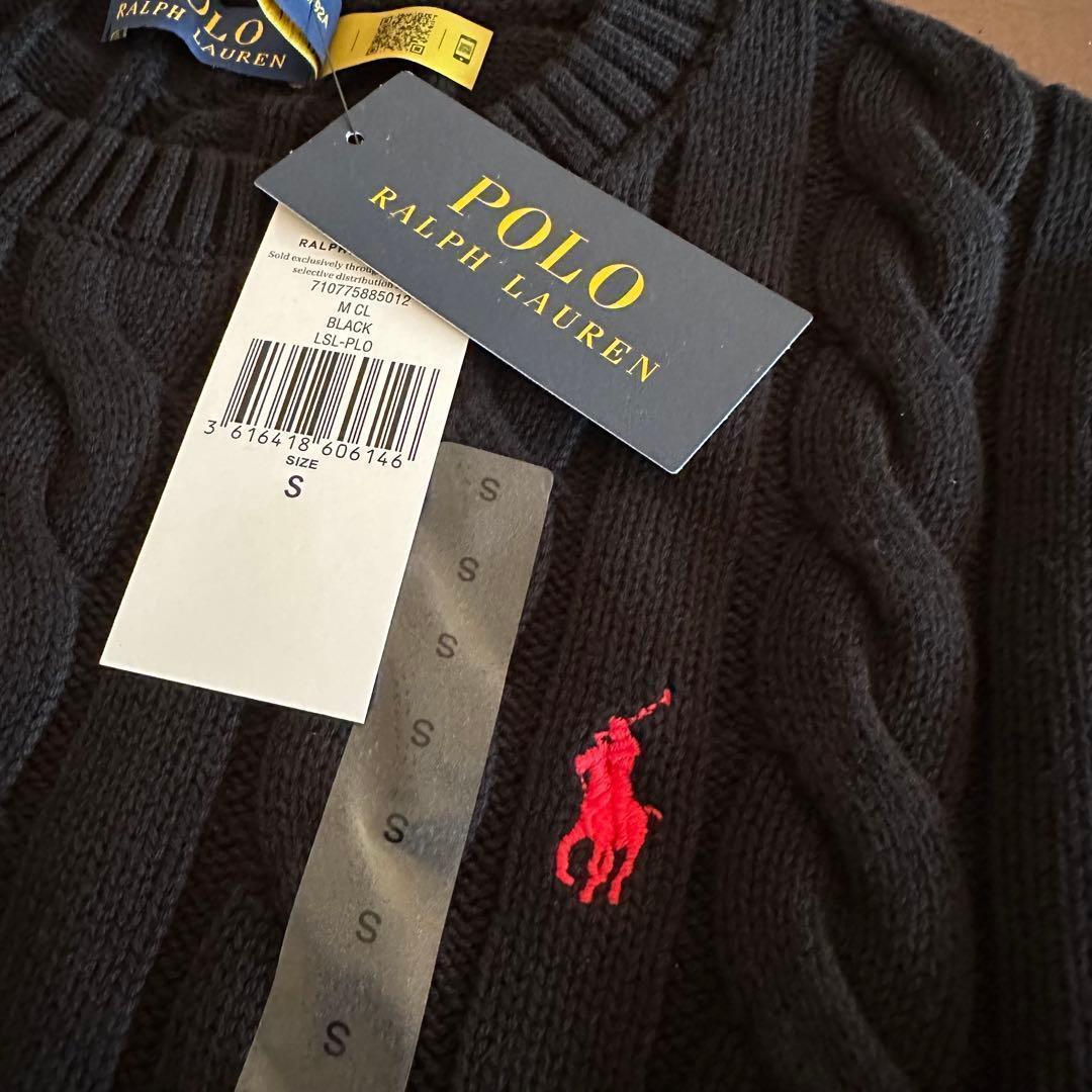 黒S【新品タグ付】POLO ラルフローレン コットン ケーブル セーターメンズ