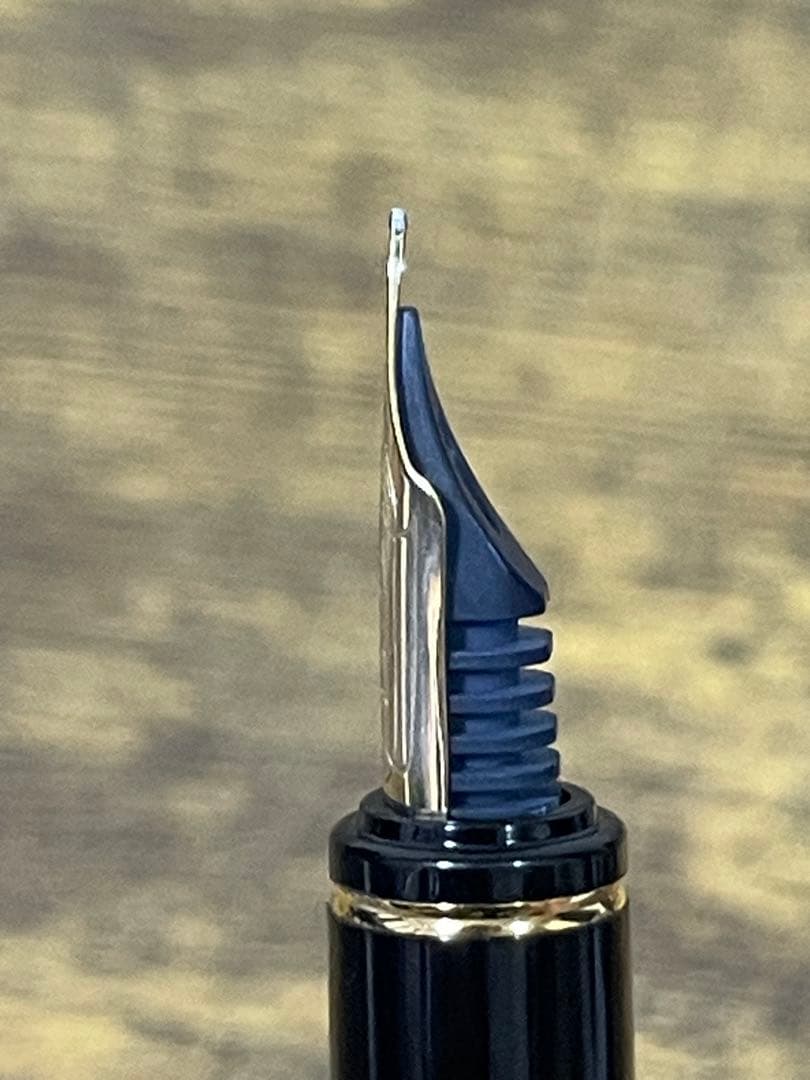 試筆のみ　1995年製　旧型　グランセ　14金　細字　グリーン　マーブル　万年筆