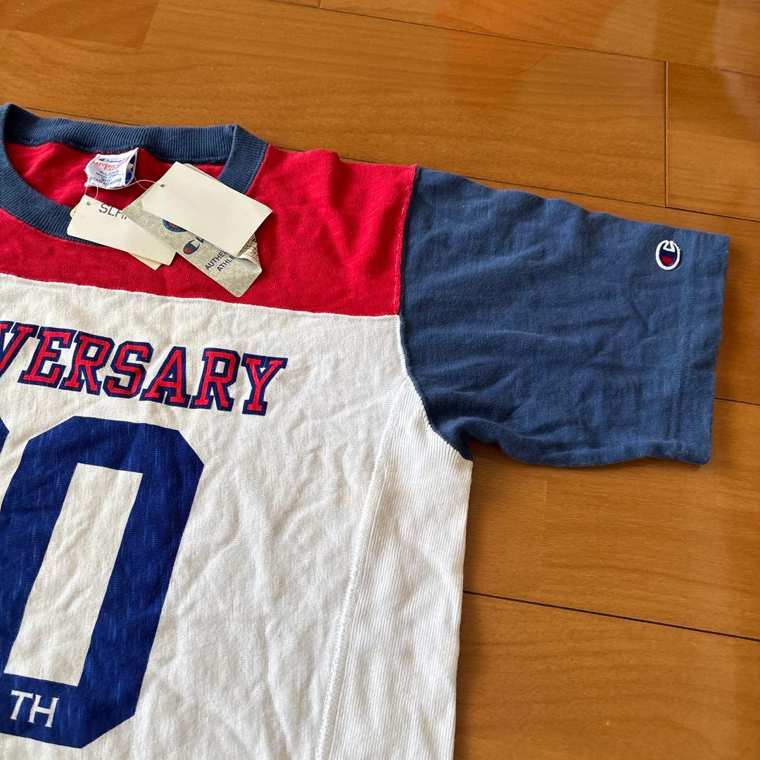 新品限定！チャンピオン90周年記念フットボール半袖TシャツX L/トリコロール