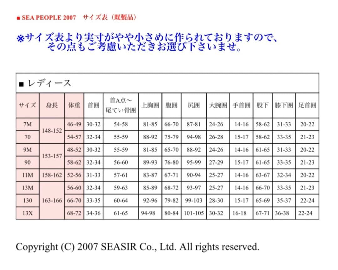 ●お値下げ可●SEA PEOPLE ウェットスーツ　レディース　13M