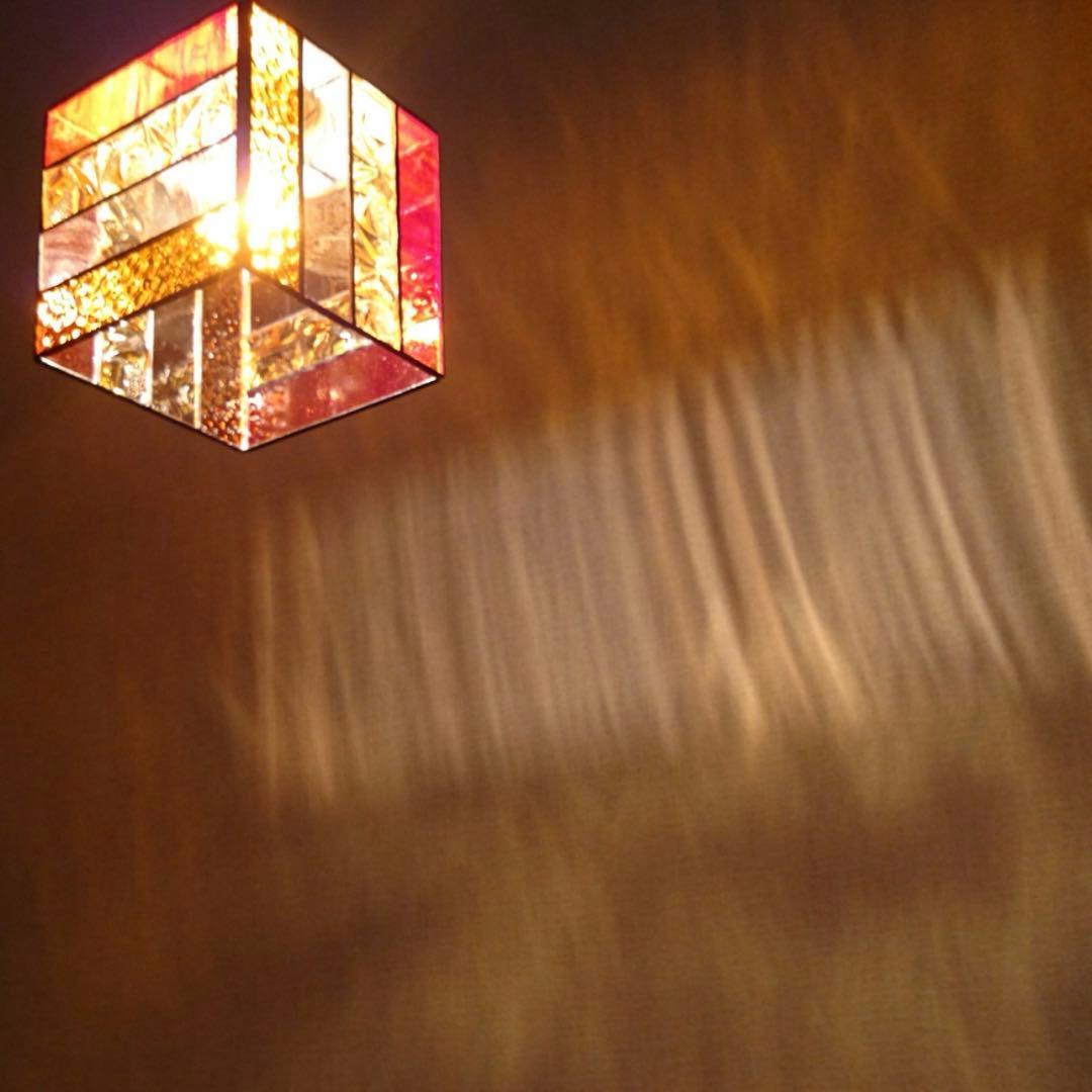 カラフル ステンドグラス ペンダントライトオレンジ