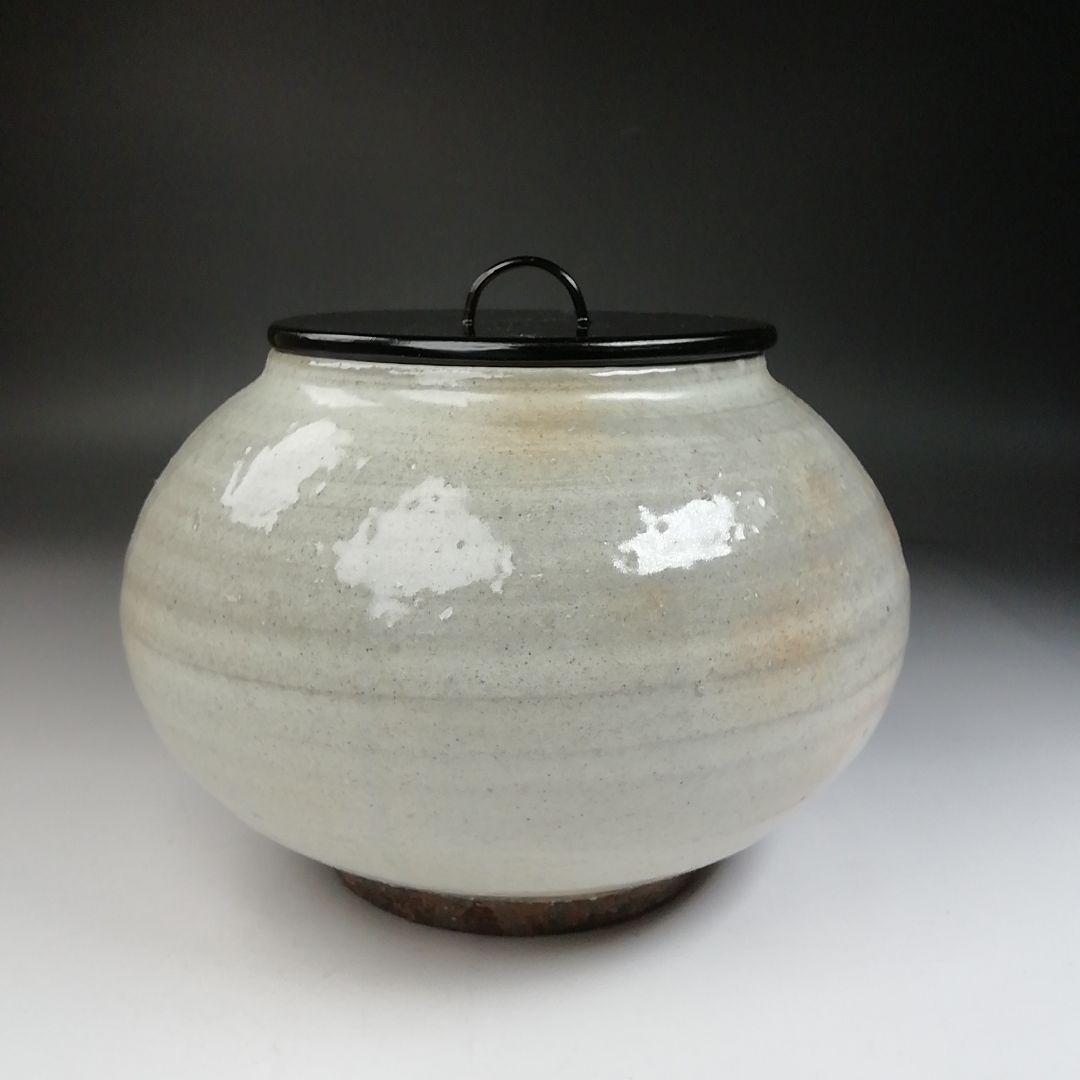 Ｔ８４３　水指　『粉引水指』『奥村考山 造』　共箱　茶道具