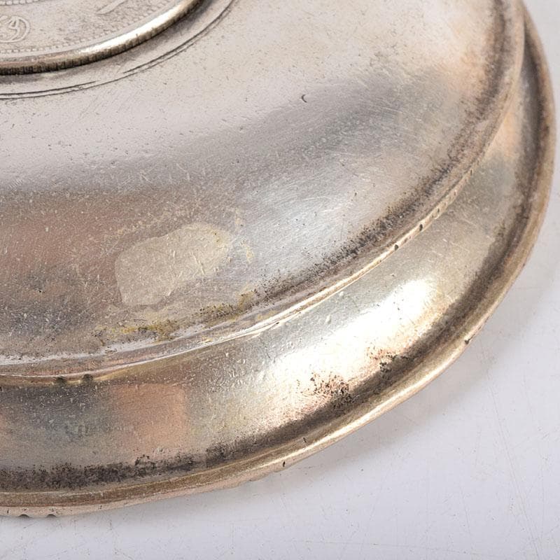 煎茶道具　中華銀幣刻印装飾　龍笹文茶托　五客　壹圓　C　R8917