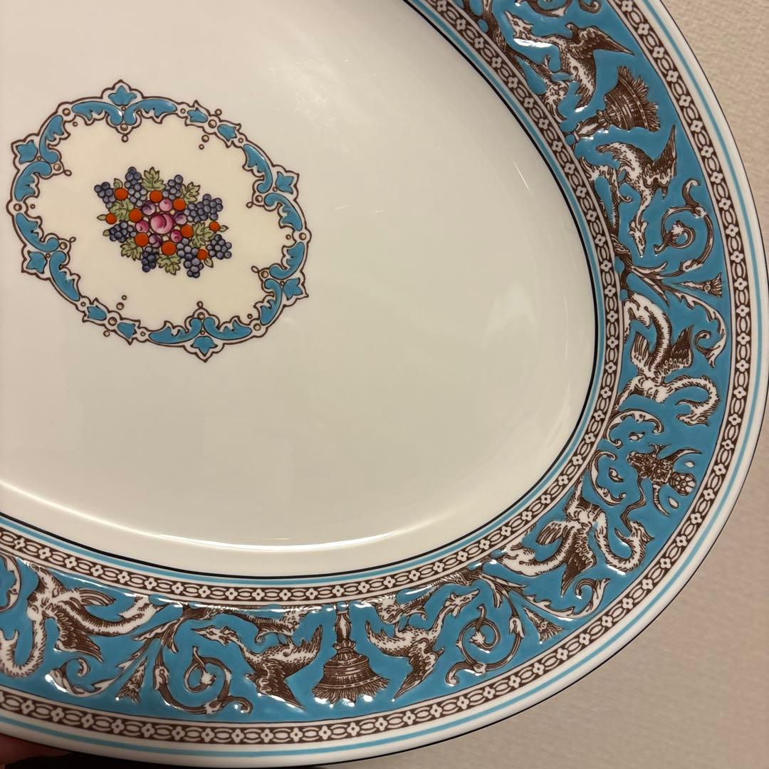 ウェッジウッド　フロレンティーン　ターコイズ　オーバルプレート　Mサイズ