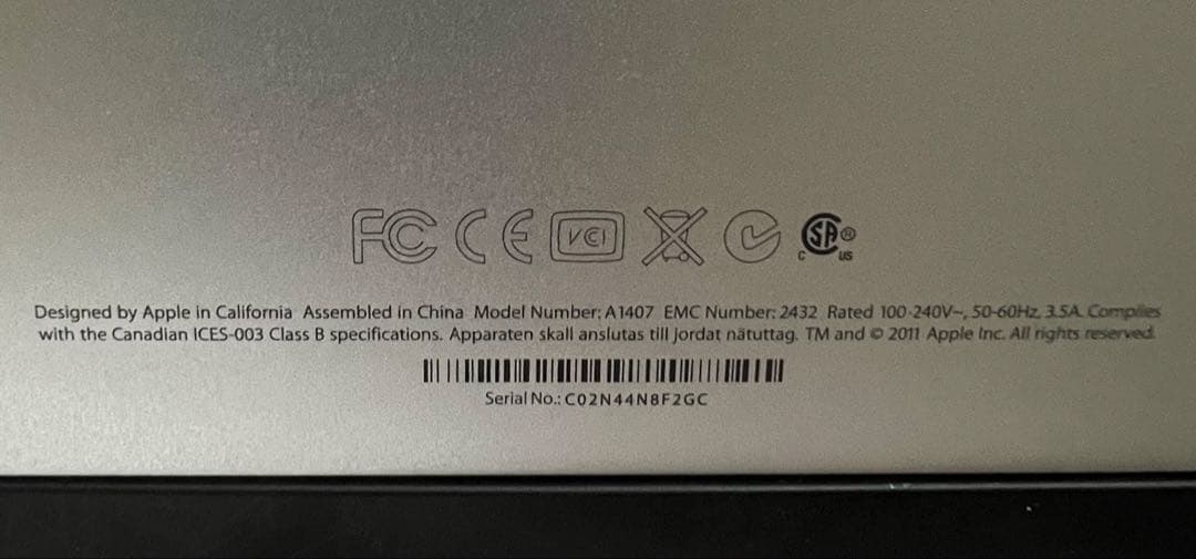 Apple Thunderbolt Display A1407 27インチ