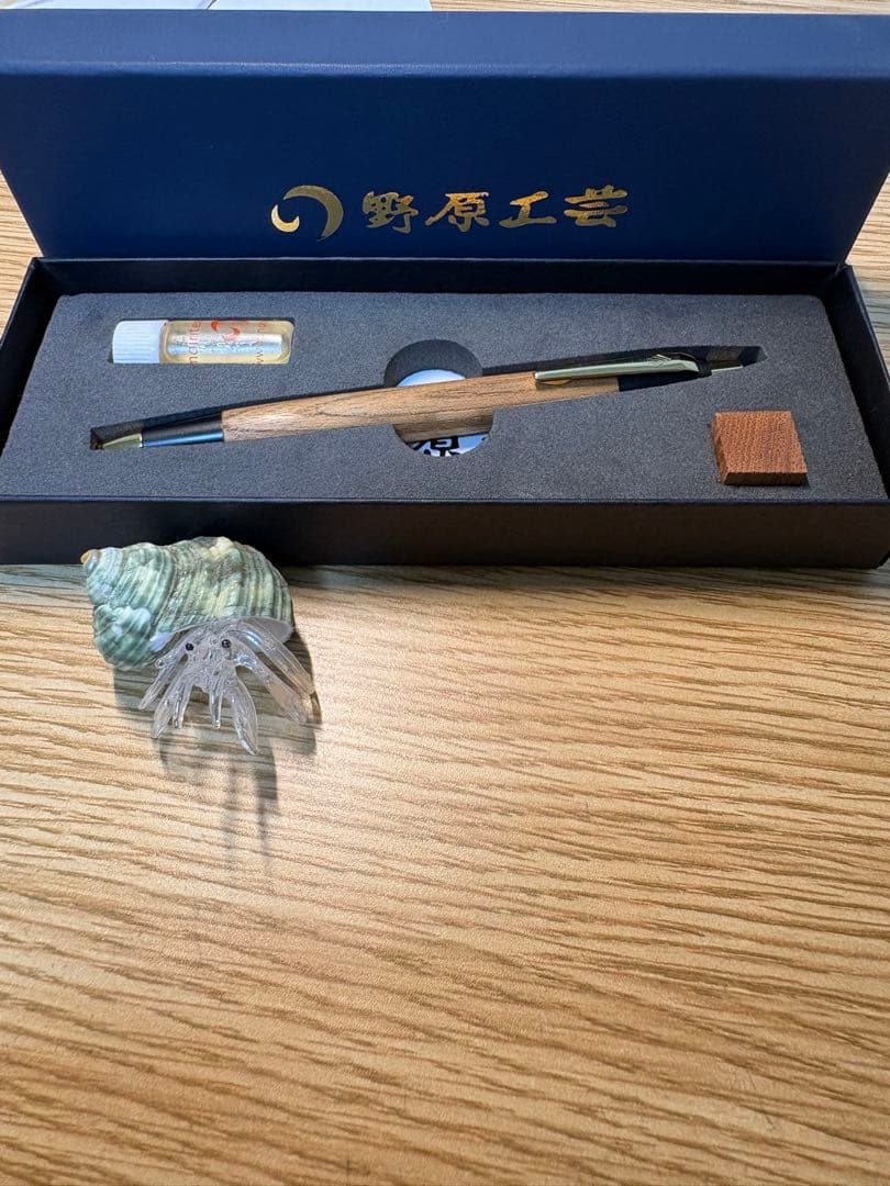 値下げ可！シーサー愛用！野原工芸 欅のシャープペン　新型ゴールド金具