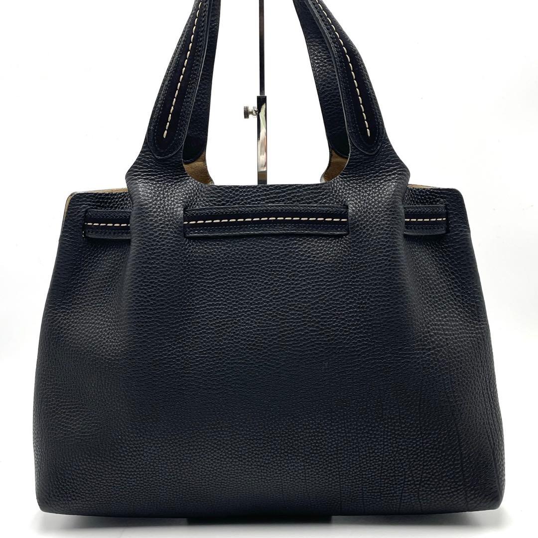 極美品● フェラガモ トートバッグ ハンドバッグ ステッチ ブラック レザー