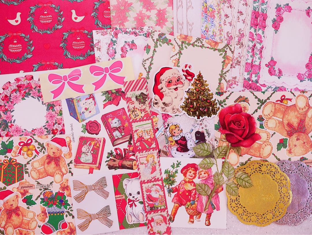 ホリデーset♡A4デザインペーパー　コラージュ　ダイカット　素材　クリスマス