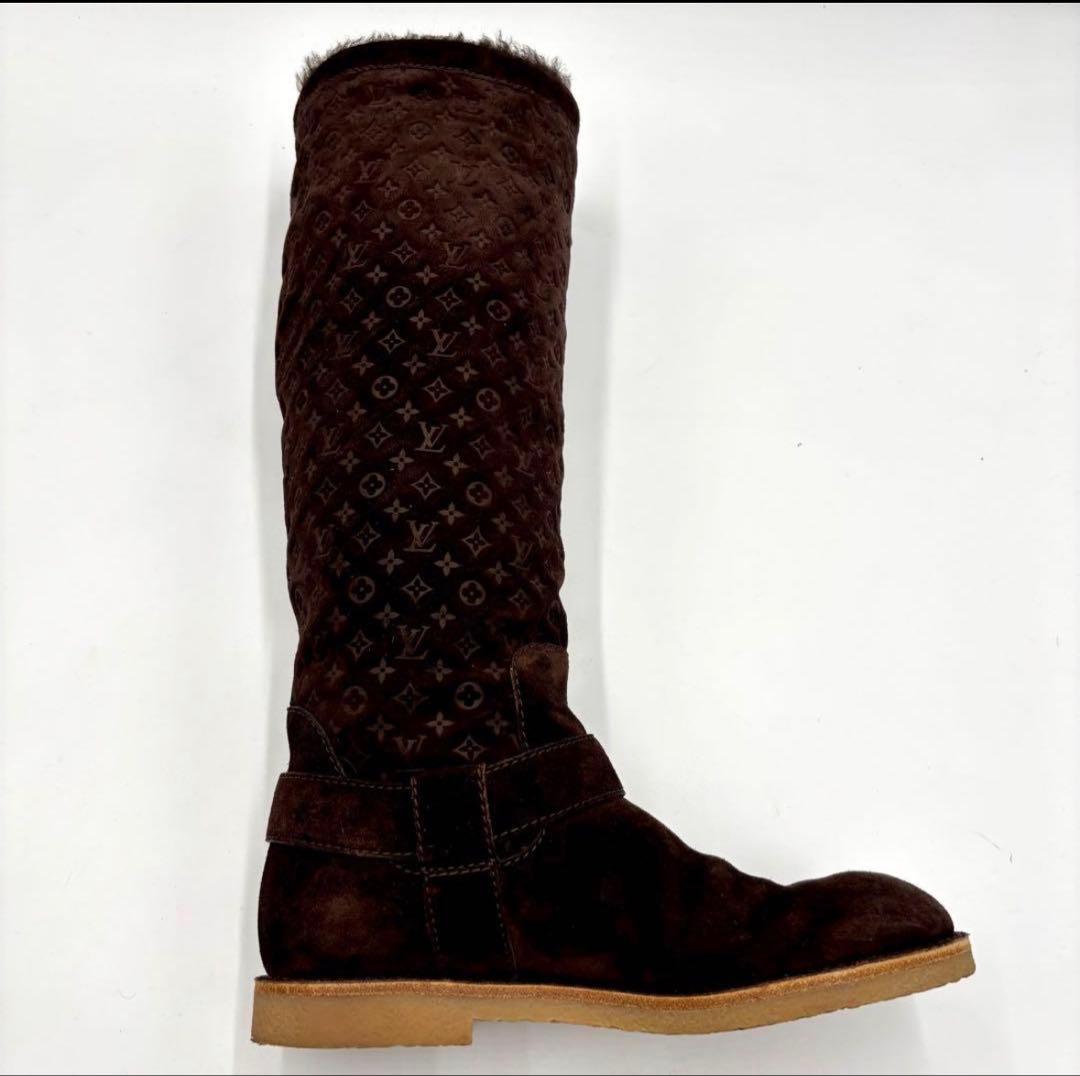 ルイヴィトン モノグラム スエード ムートンブーツ 36 ブラウン