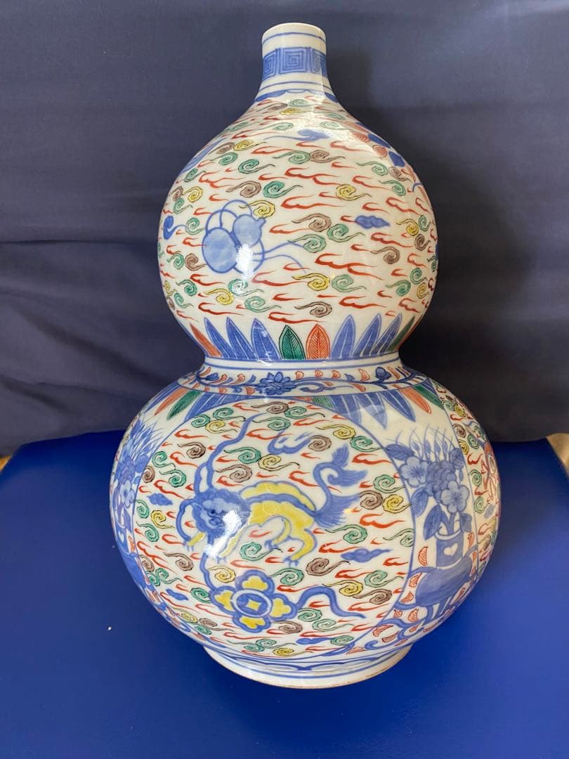 中国大明萬歷年製五彩龍紋葫芦瓶サイズ約高さ30cm径20cm