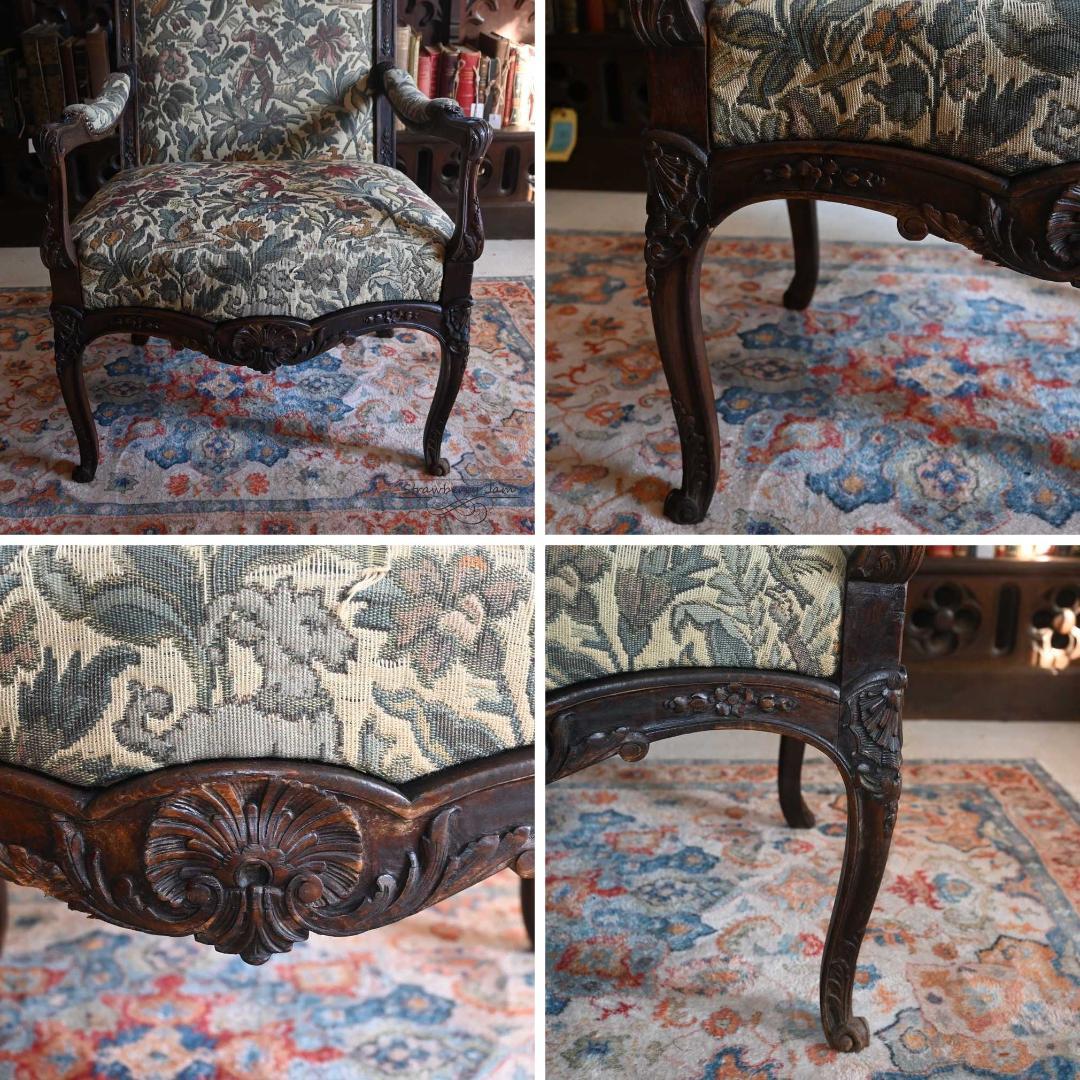 L3710-3-1 フランスアンティーク ソファ 布張りチェア 1人掛けソファ