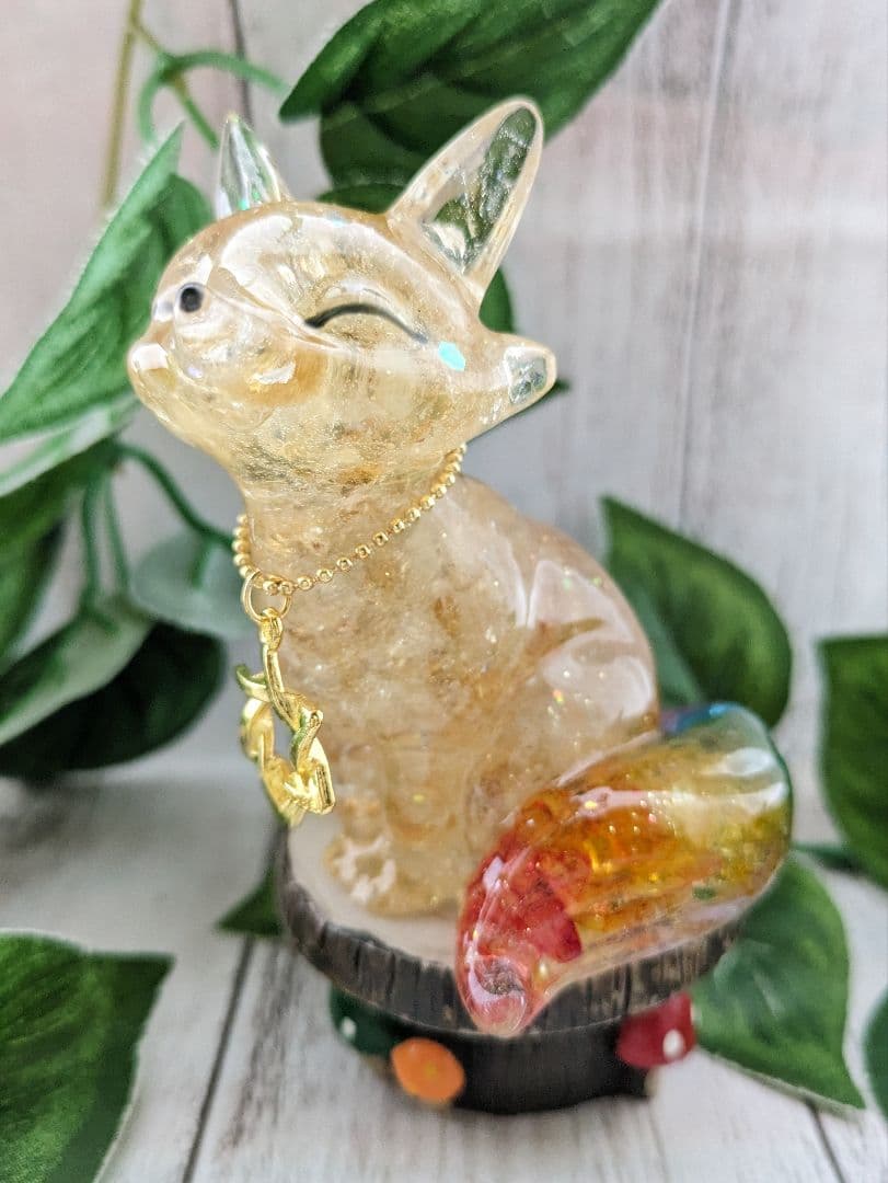 【つる927】レッドオーラクォーツのかめちゃん形オルゴナイト☆他３点